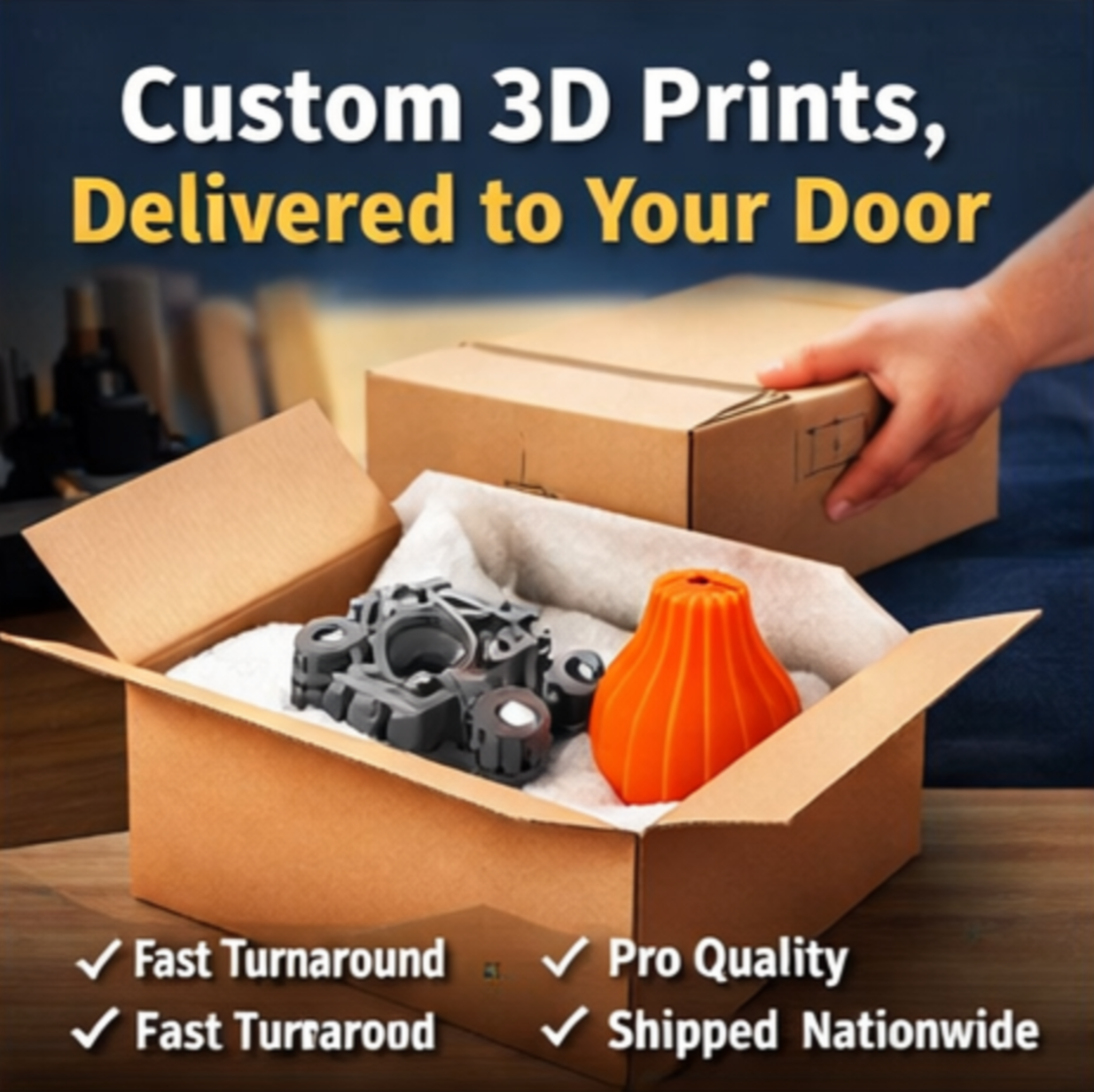 Custom 3D prints delivered